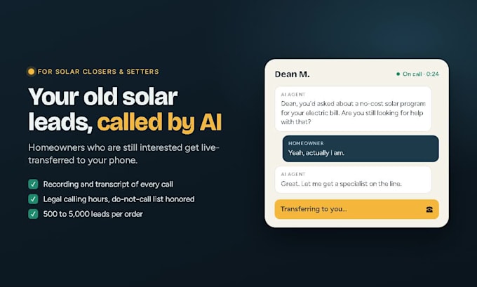 call your old solar leads with ai and live transfer homeowners