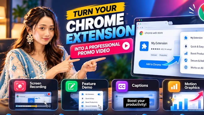 create a chrome extension promo video with screen recording