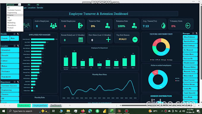 build a professional HR analytics dashboard in excel