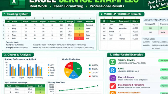 create professional excel spreadsheets and formulas