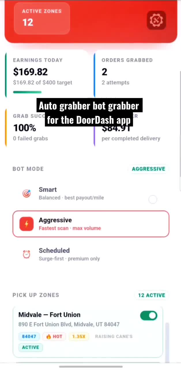 build spark driver bot, doordash bot, instacart bot, amazon flex bot for order