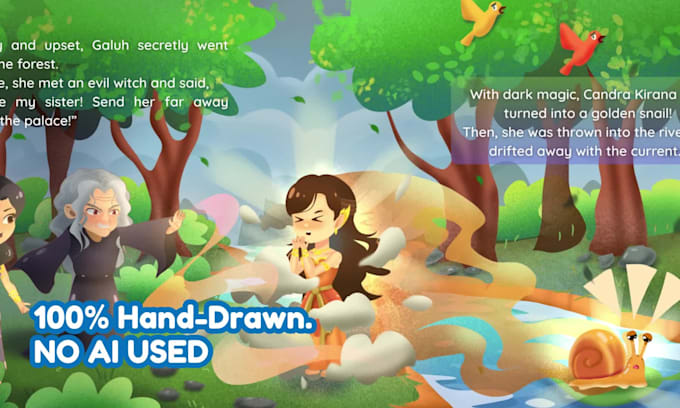 create whimsical childrens book illustrations for print