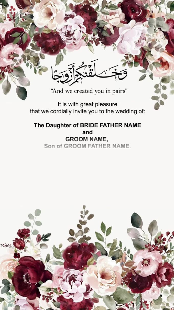 customise animated muslim wedding invitation video template