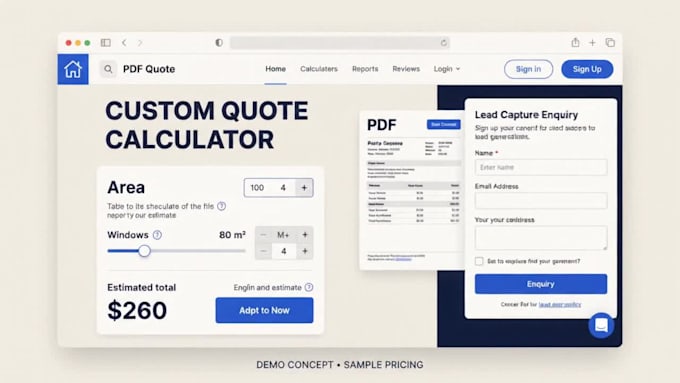 build a custom quote calculator with PDF quotes and lead capture