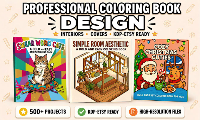 create coloring book pages and book cover for amazon KDP