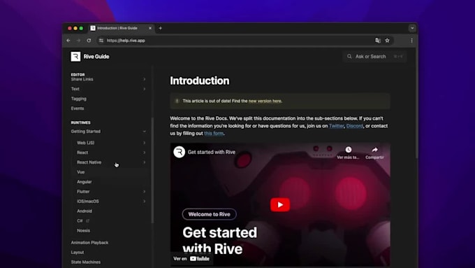 create rive animation, lottie animation, interactive UI, and app, web animations