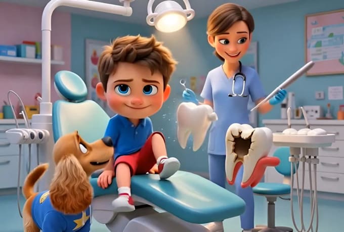 create custom 3d kids animation for dental clinics