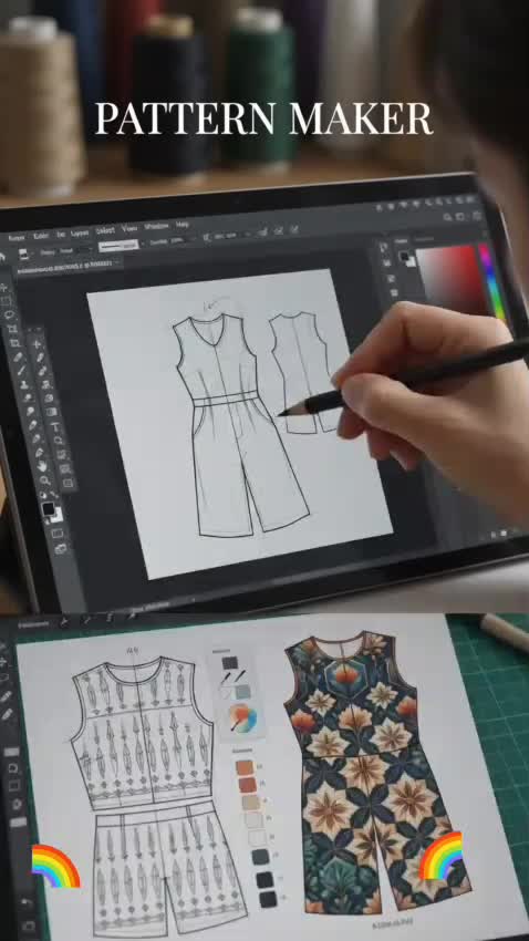 design geometric and crochet pattern with pattern editing