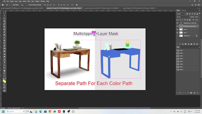 do multi clipping path with layer mask white background