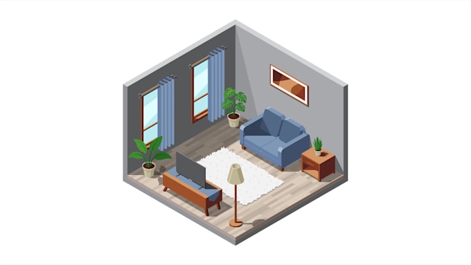 create 2d isometric illustration