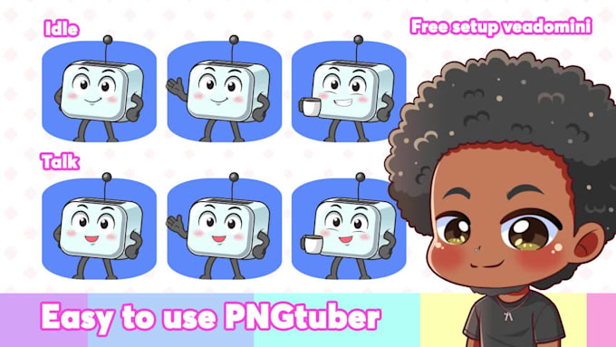 create a cute anime chibi pngtuber or giftuber for streamers