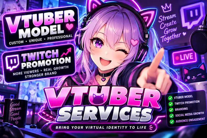 design and rig high quality live 2d vtuber model, 2d vtuber model, vtuber model