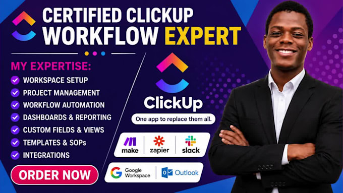 setup your clickup workspace, project management and clickup workflow automation
