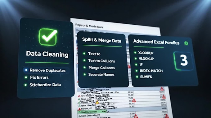 advanced excel data entry and cleaning for amazon, flipkart,