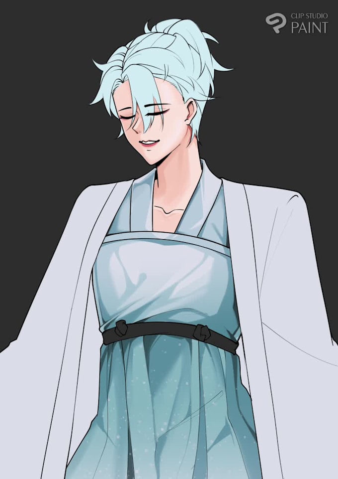 half body anime illustration