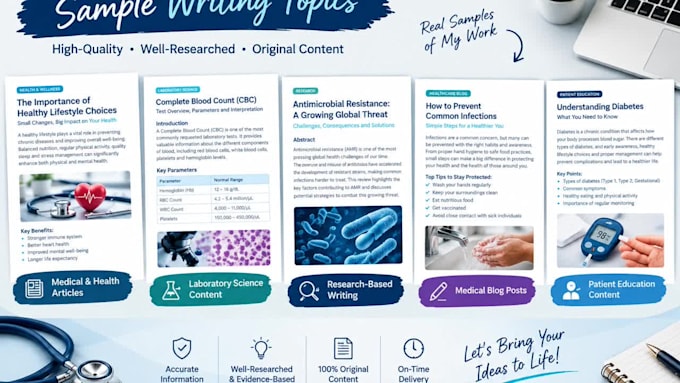 write professional medical and laboratory science content