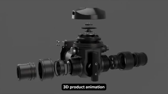 create 3d product animation, exploded view, cutaway, mechanical assembly video