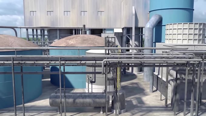 create 3d petrochemical process plant and industrial equipment animation