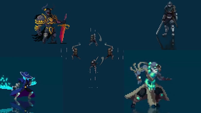 make pixel art sprite sheet pixel animation, pixel art characters with animation