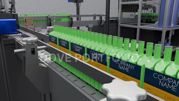 do 3d industrial animation, robotic arm explainer factory machine workflow video