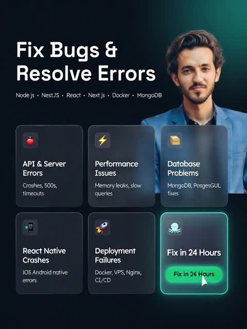 debug and fix your node js, nestjs, react or next js app
