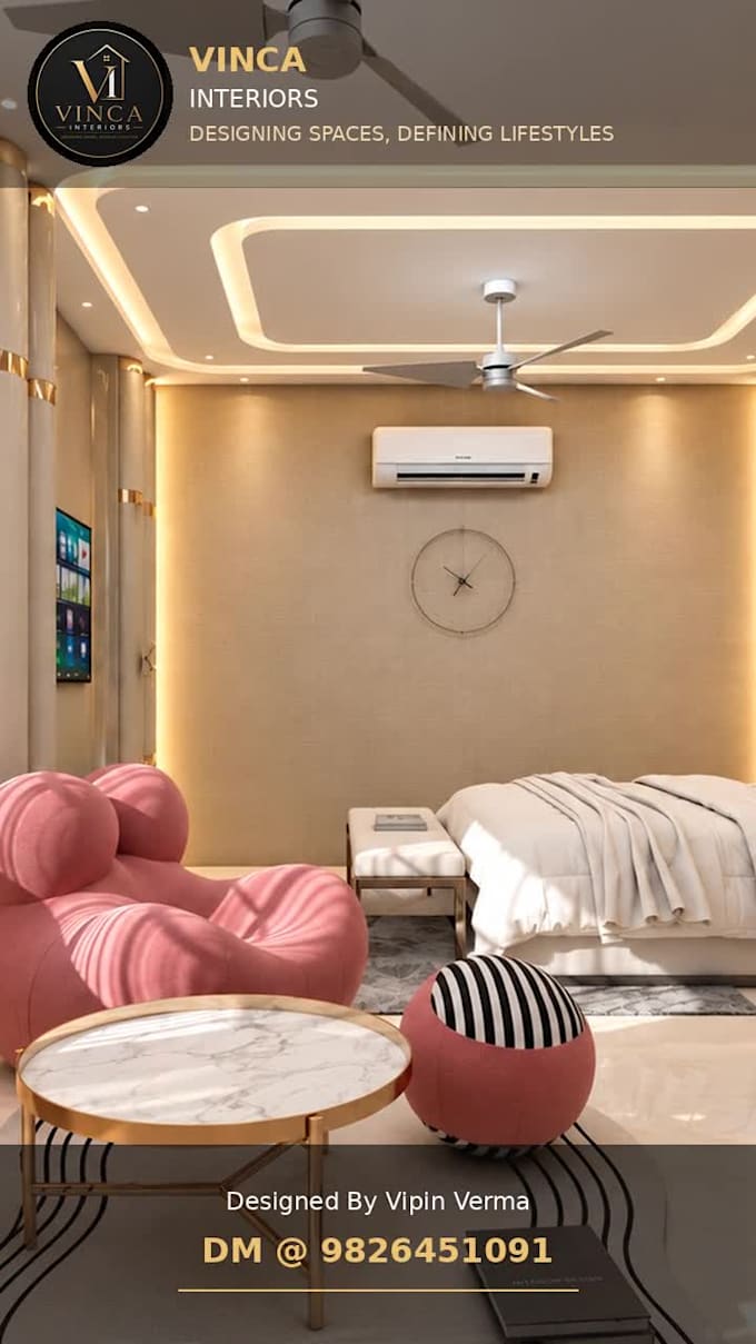 create modern interior design, 3d rendering and mood board