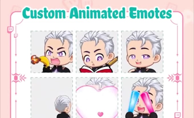 draw custom twitch emotes, chibi emotes, discord emotes and vtuber emotes