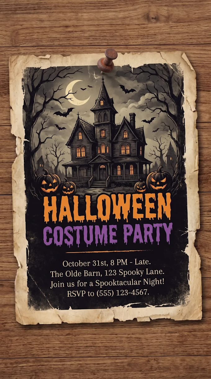 make halloween invitation based on theme of the party