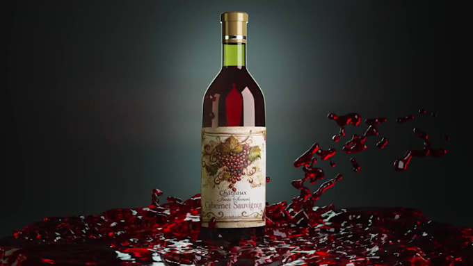 create high end 3d bottle 3d wine animation and photorealistic product rendering