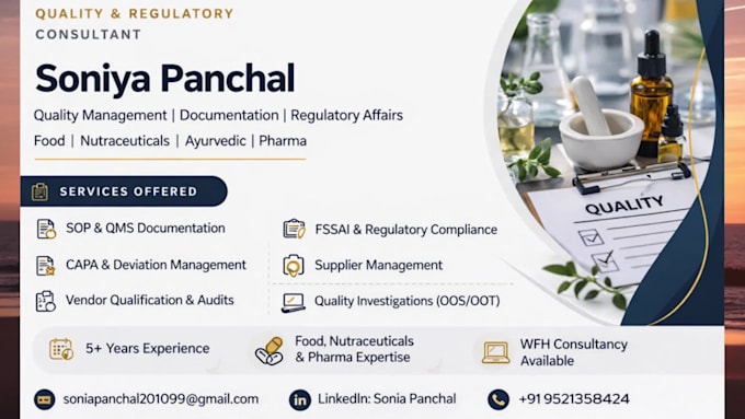 create pharma food sop gmp documentation and audit support