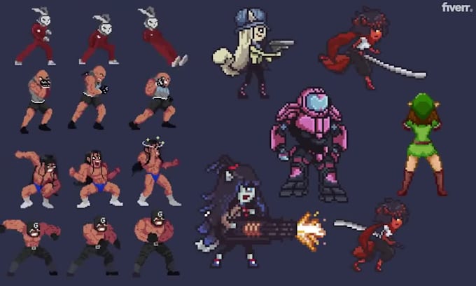 create 2d game character sprite sheet and animation