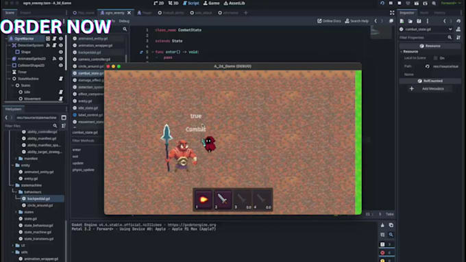 fix godot bugs or create 2d 3d game mechanics in gdscript