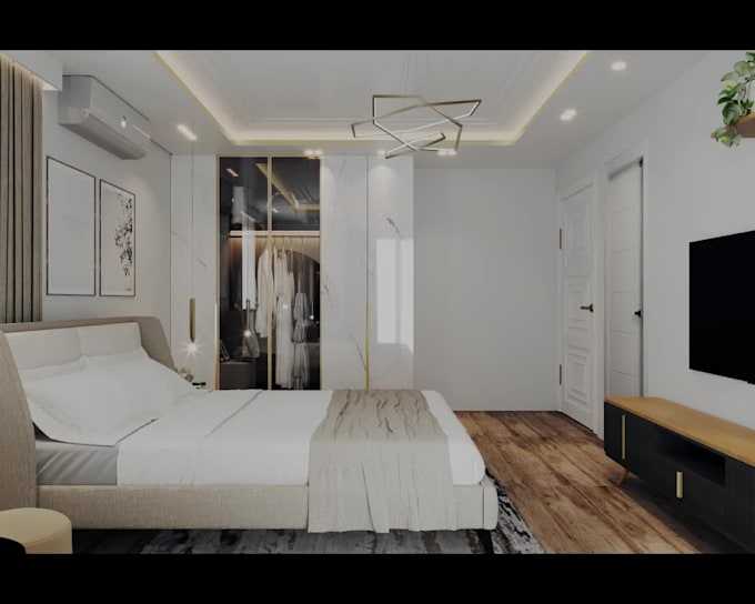design a modern full apartment interior with 3d rendering