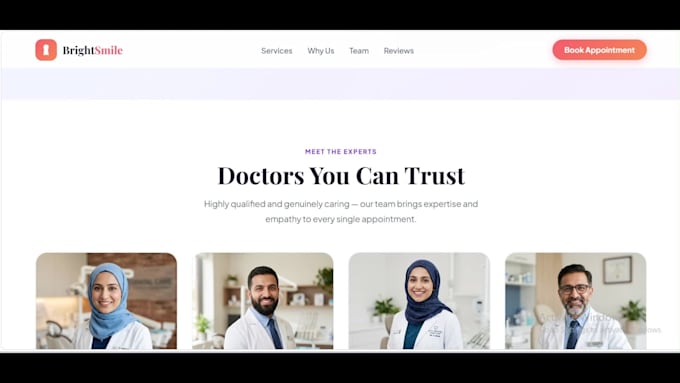 develop a modern dental website for dentists and clinics