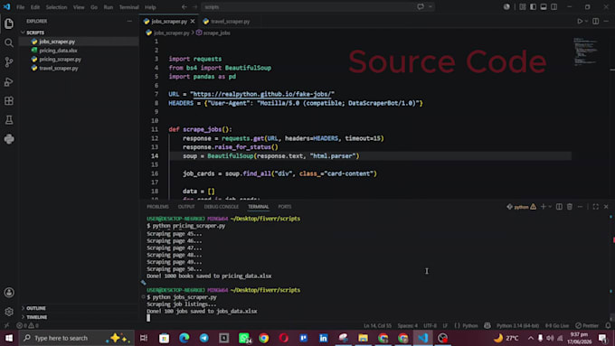 perform python web scraping, data extraction, and data mining