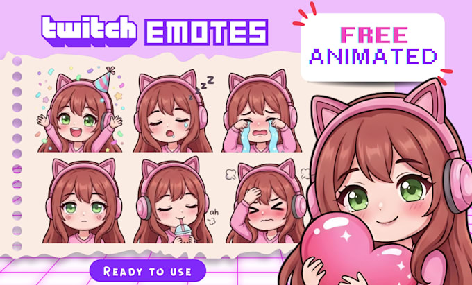 draw twitch emotes, chibi emotes, animated emotes, vtuber for stream