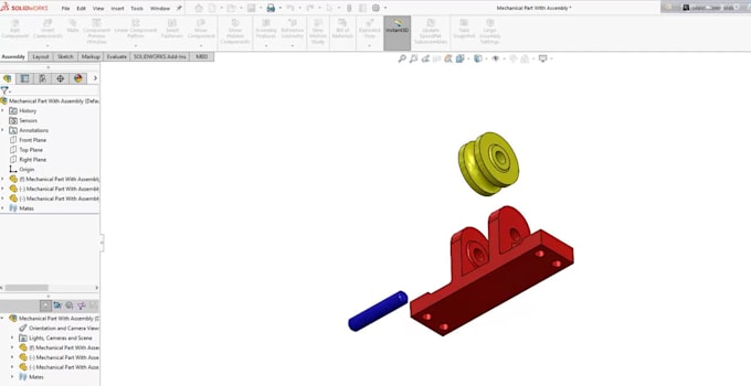 do 3d mechanical part design and cad modeling in solidworks