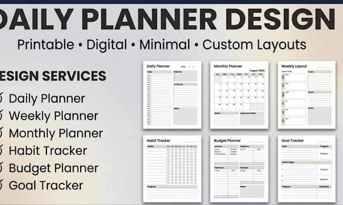 design daily planner, weekly planner, printable planner, habit tracker