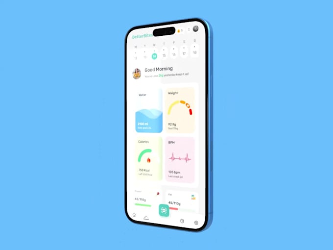 design clean modern mobile app UI UX with figma prototype and design system