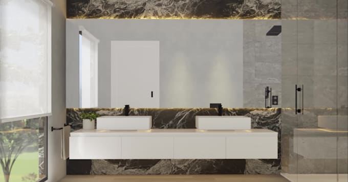create your 3d luxury bathroom design
