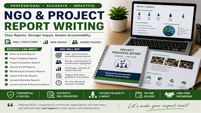 write professional ngo project and donor reports