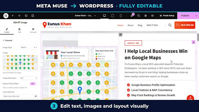 convert your meta muse or ai HTML website to dynamic wordpress