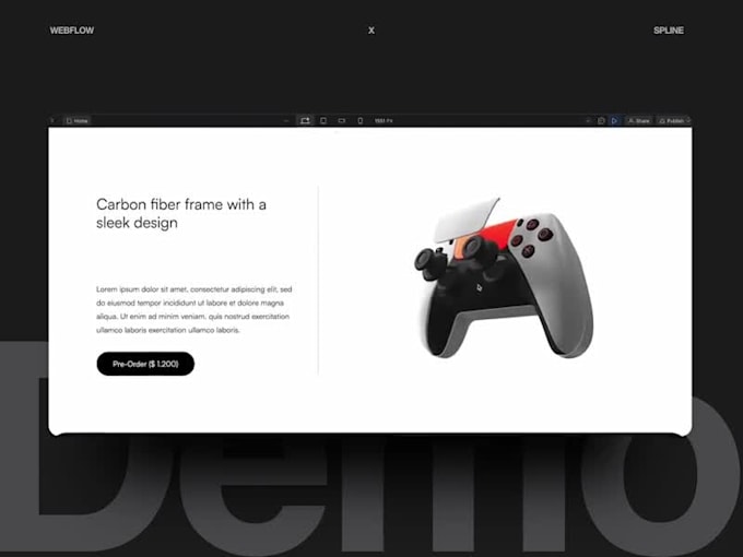 create a 3d webflow website with spline animation