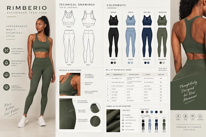 activewear tech pack activewear designer activewear technical designer