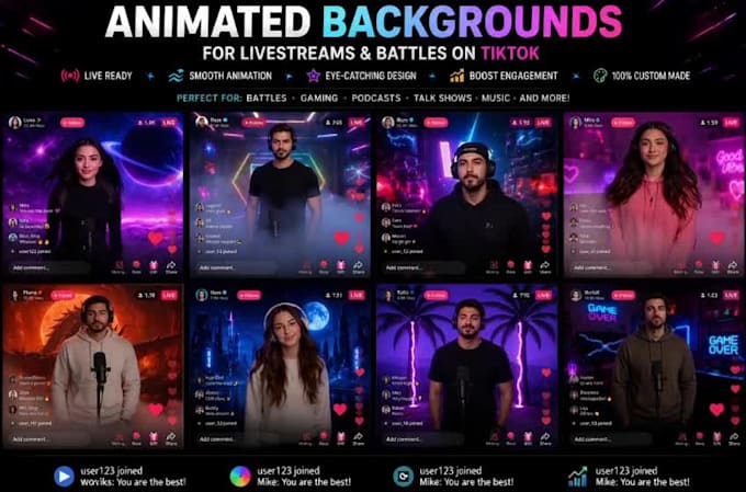 create custom animated backgrounds for tiktok live streams
