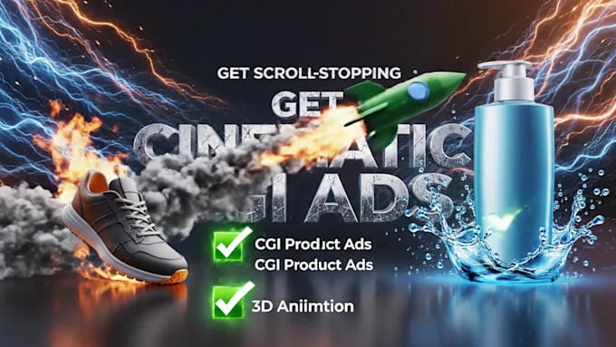 create cinematic cgi ads and 3d product animation video