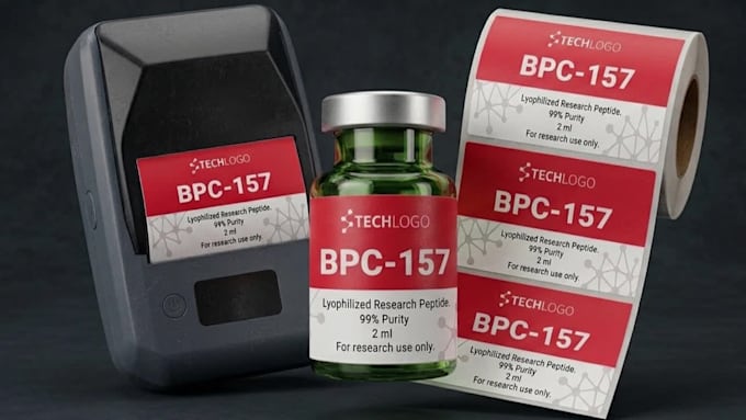 design high quality peptide vial labels and 3d mockups