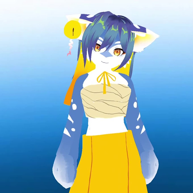 create a custom furry vroid model for 3d vtuber, mmd, anime, kemono style
