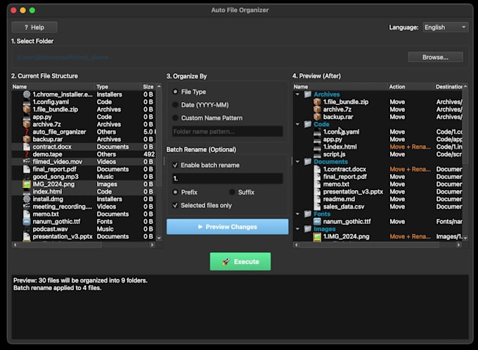 create an auto file organizer program for your messy folders