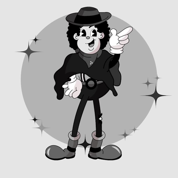 create vintage 30s rubber hose mascot illustration